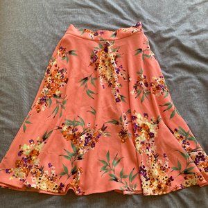 Eva Mendes for New York & Company Floral A-Line Skirt - Coral
